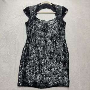 FRENCH CONNECTION Sequin Mini Dress Sz 10 Rare Party Sparkle Glam Whimsigoth‎